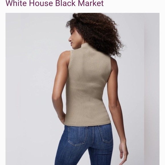 White House Black Market Beige Cutout Top - Picture 4 of 10